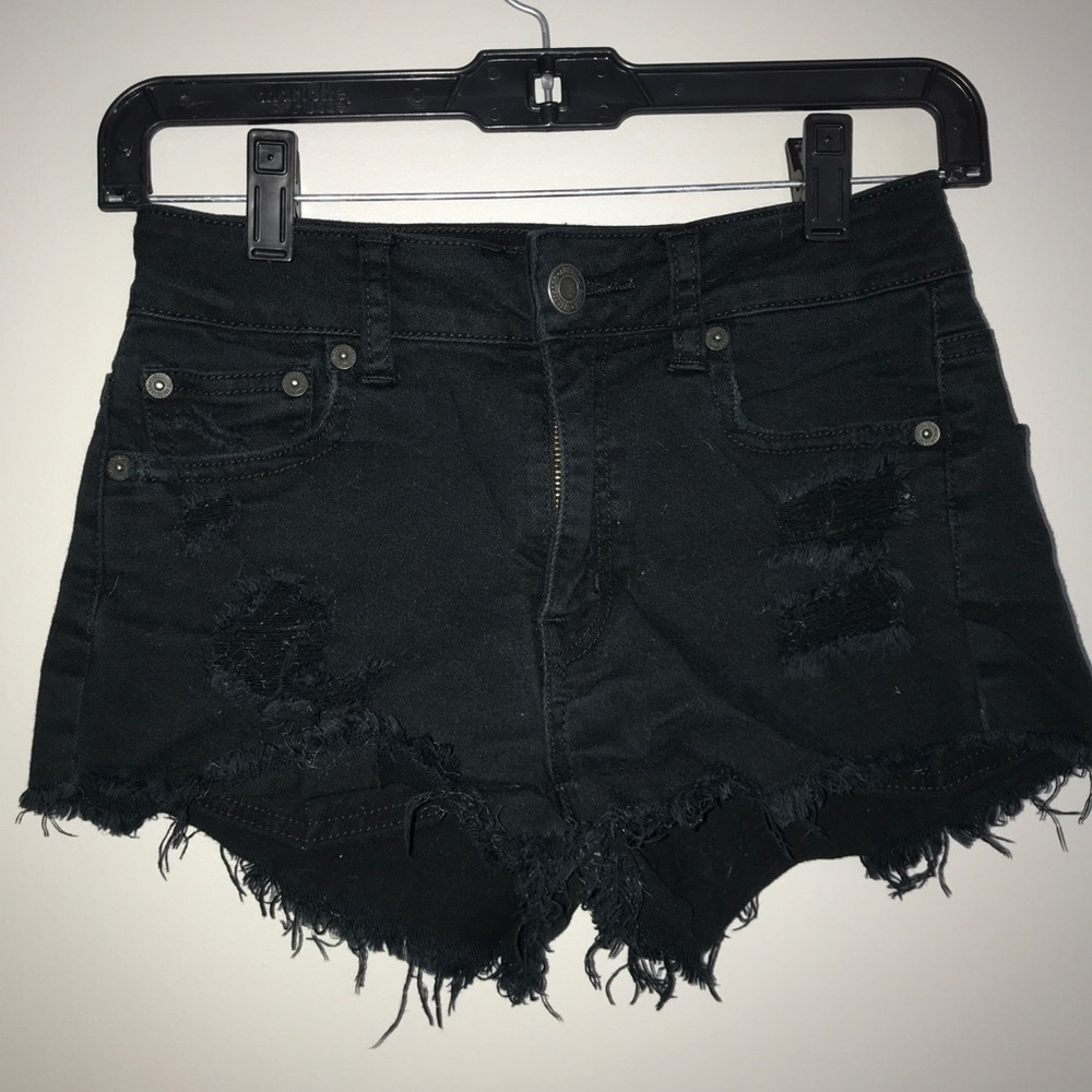 Black High Rise Cut Offs